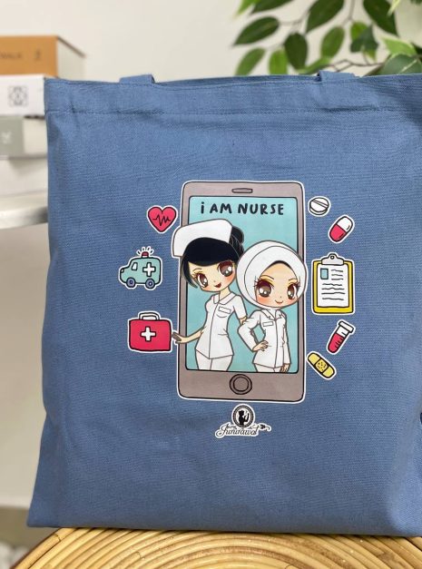 TOTE BAG I AM A NURSE - LIGHT BLUE