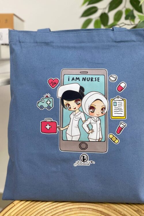 TOTE BAG I AM A NURSE - LIGHT BLUE