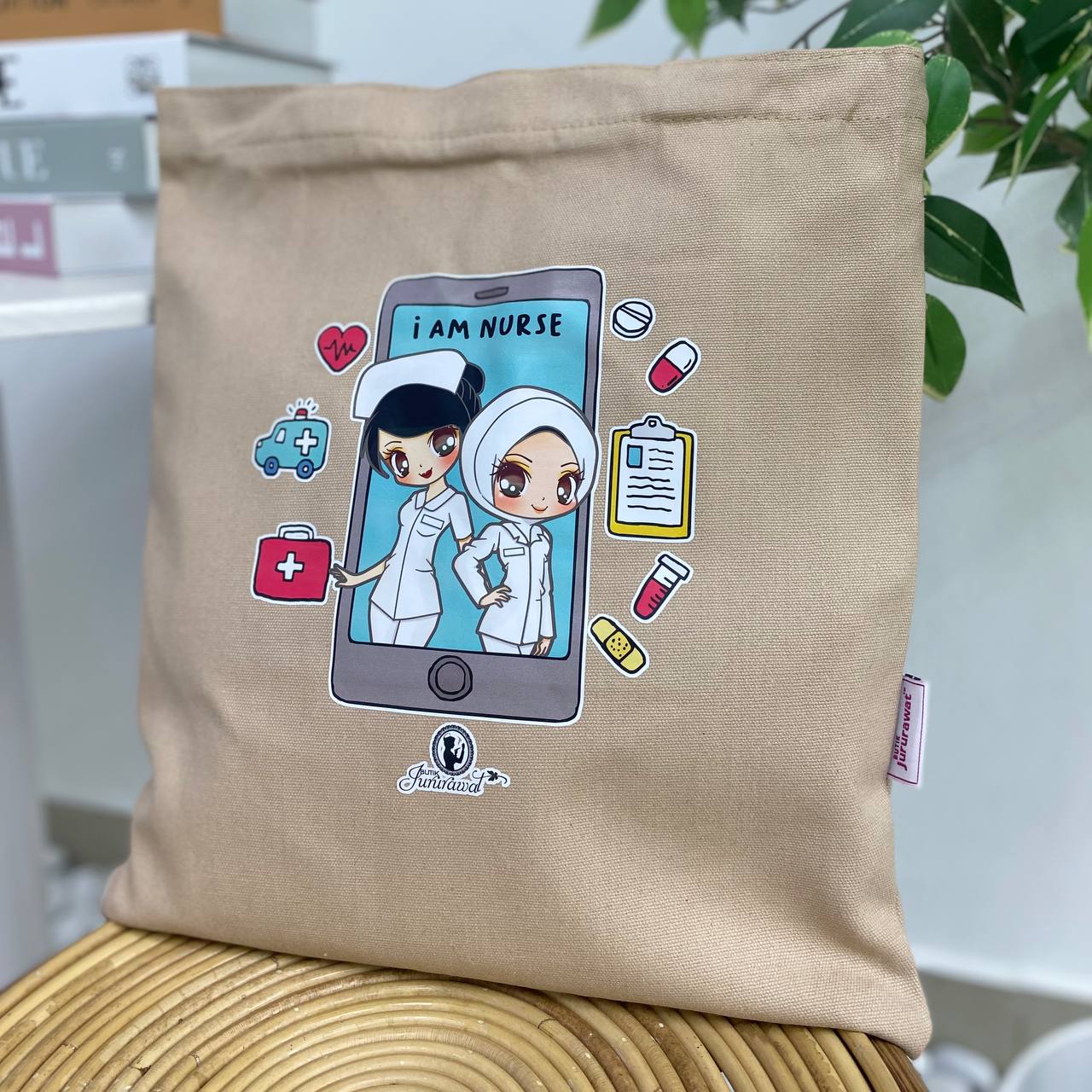 TOTE BAG I AM A NURSE - NUDE