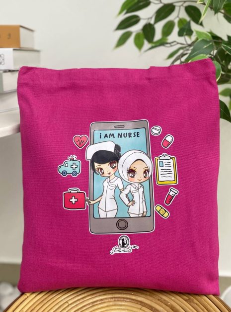 TOTE BAG I AM A NURSE - HOT PINK