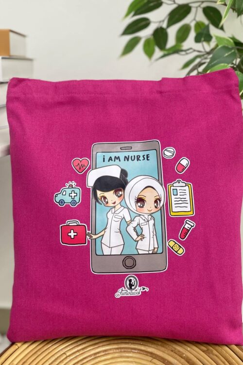 TOTE BAG I AM A NURSE - HOT PINK