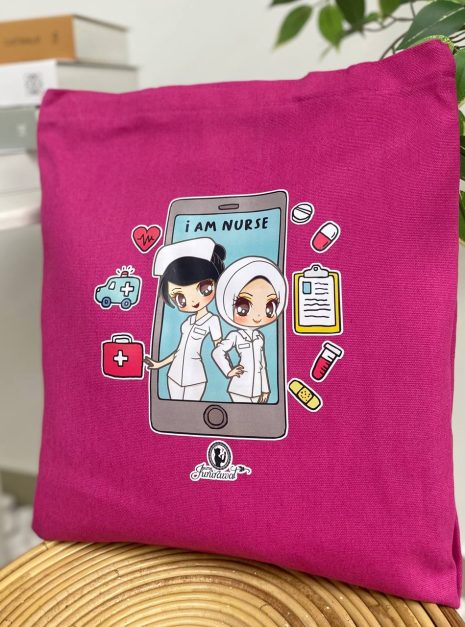 TOTE BAG I AM A NURSE - HOT PINK