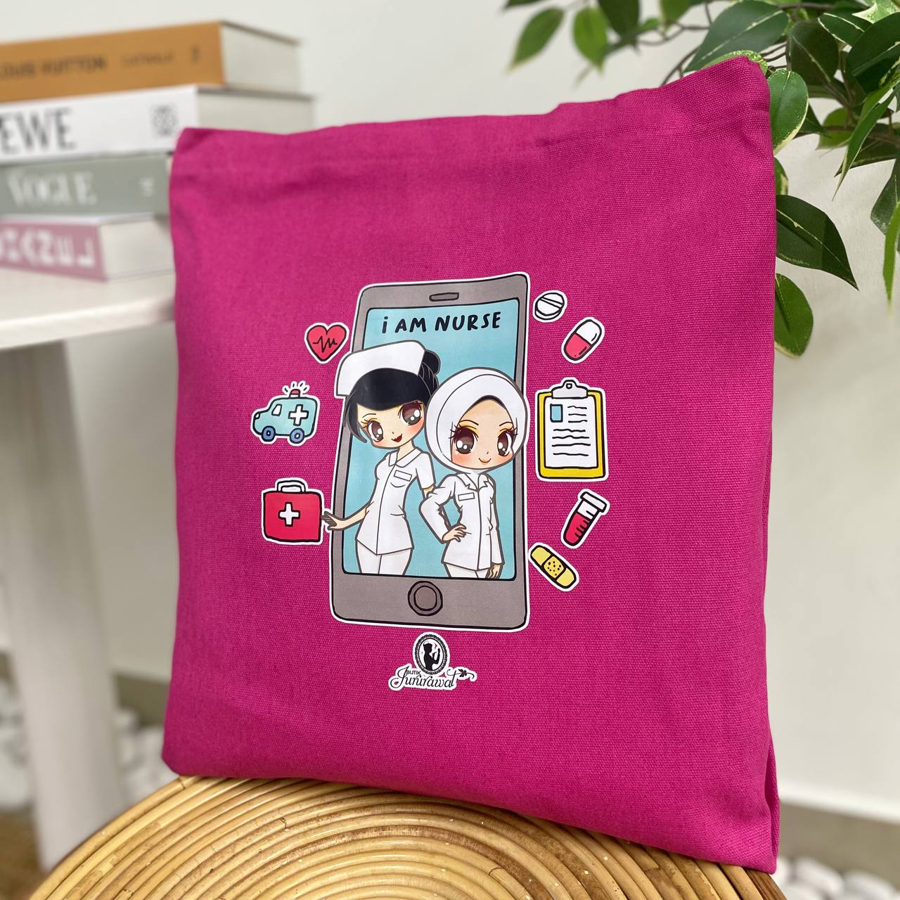 TOTE BAG I AM A NURSE - HOT PINK