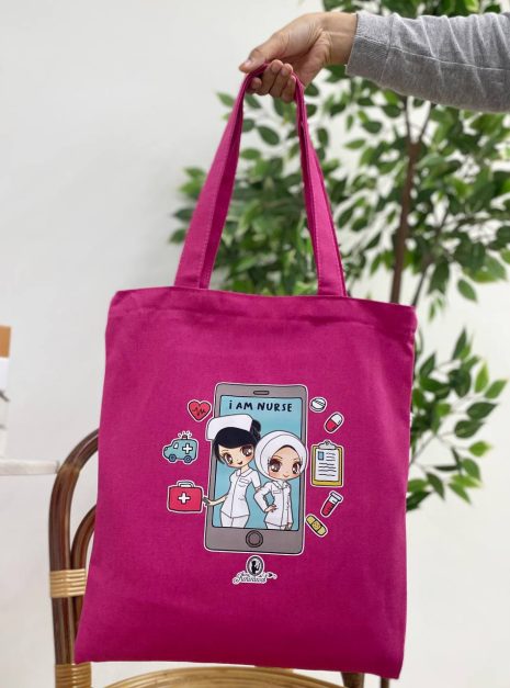 TOTE BAG I AM A NURSE - HOT PINK