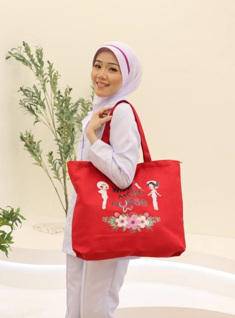 TOTE BAG WIFE MOM NURSE - RED