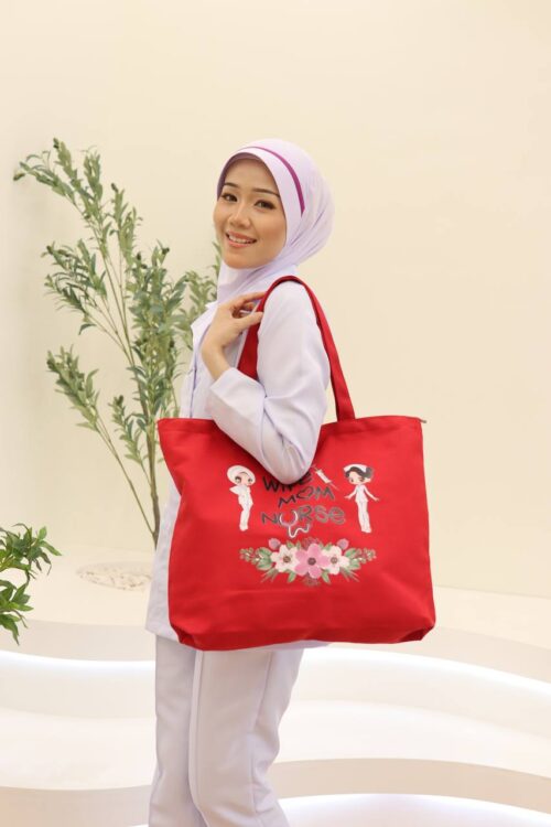 TOTE BAG WIFE MOM NURSE - RED