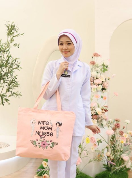 TOTE BAG WIFE MOM NURSE - LIGHT PINK