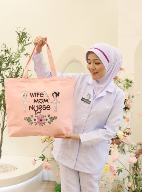 TOTE BAG WIFE MOM NURSE - LIGHT PINK