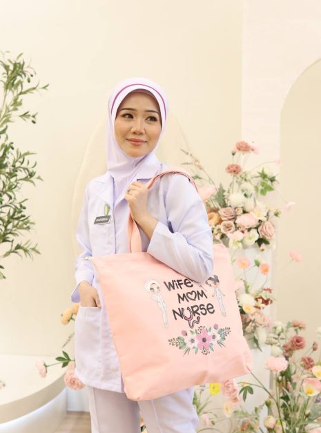 TOTE BAG WIFE MOM NURSE - LIGHT PINK