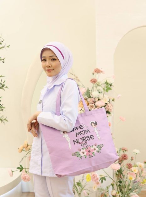 TOTE BAG WIFE MOM NURSE - LIGHT PURPLE
