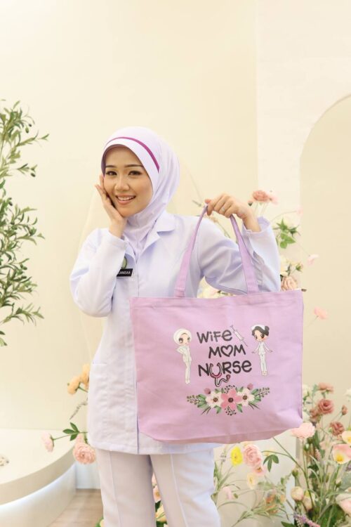 TOTE BAG WIFE MOM NURSE - LIGHT PURPLE