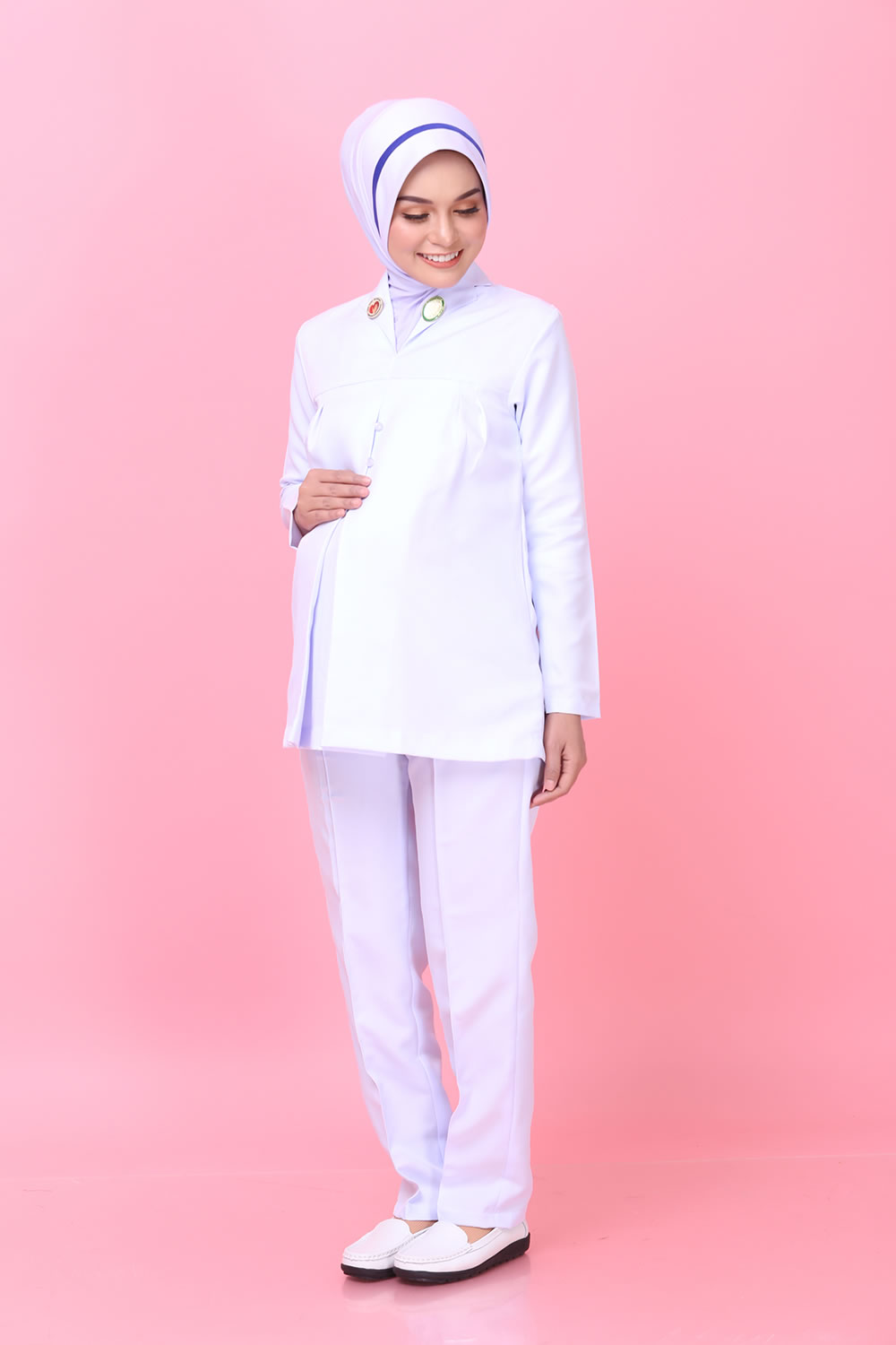 NURSE LONG SLEEVE MATERNITY UNIFORM (ONE SET TOP & PANT)