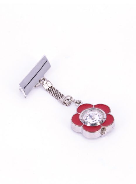 Pin Watch Metal Flower - Red