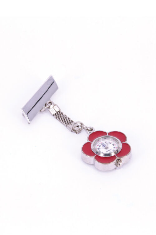 Pin Watch Metal Flower - Red
