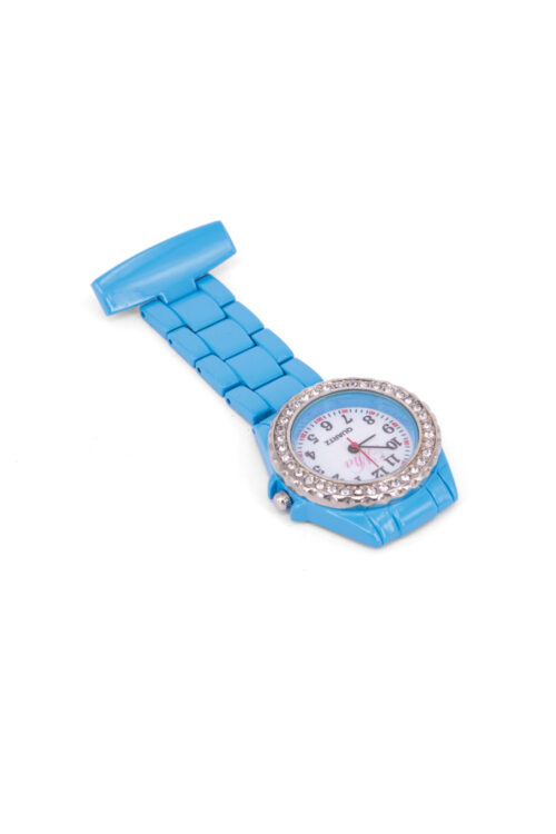 Pin Watch Metal with Diamond - Blue
