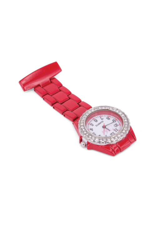 Pin Watch Metal with Diamond - Red
