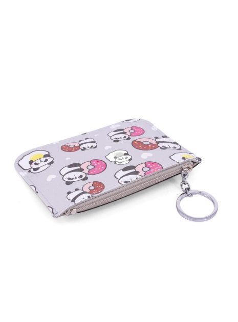 Card Holder With Purse - Grey Panda Donut