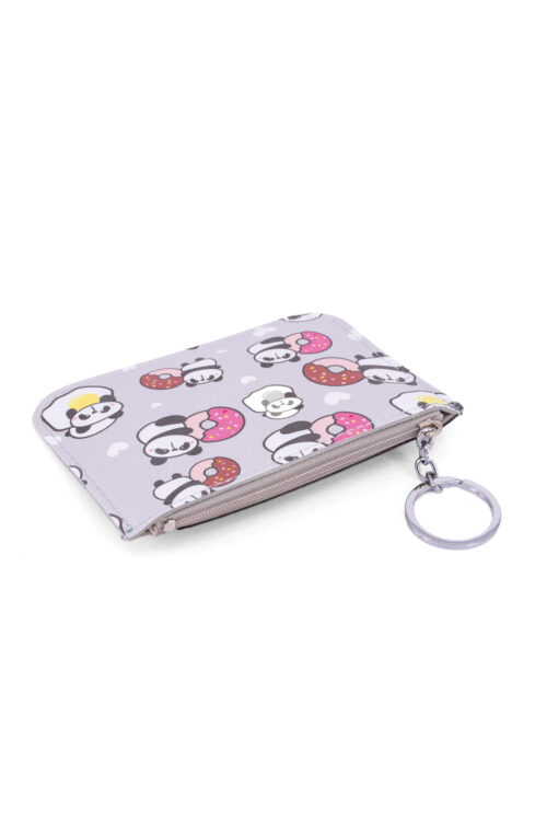 Card Holder With Purse - Grey Panda Donut