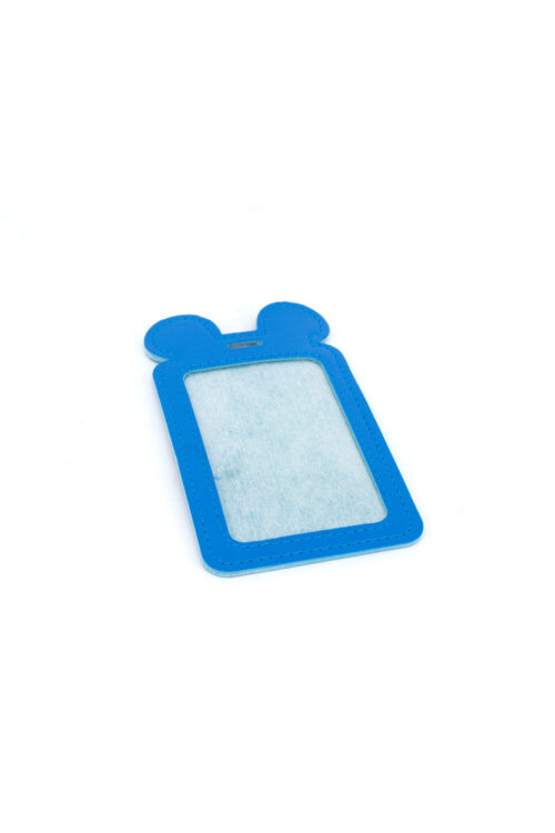 Single Pocket Ear ID Card Holder PU Leather-LIGHT BLUE
