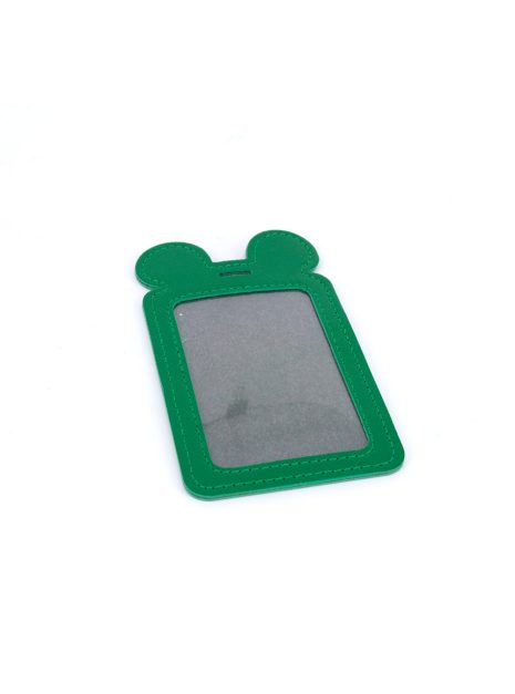 Single Pocket Ear ID Card Holder PU Leather-DARK GREEN