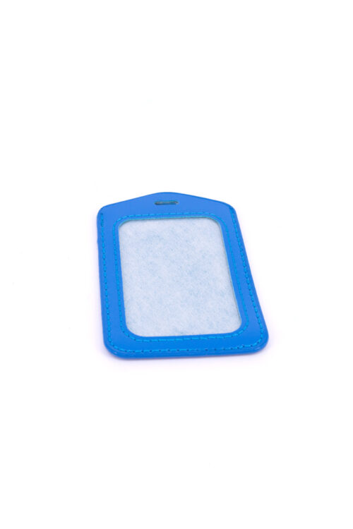 Single Pocket Vertical ID Card Holder PU Leather-LIGHT BLUE