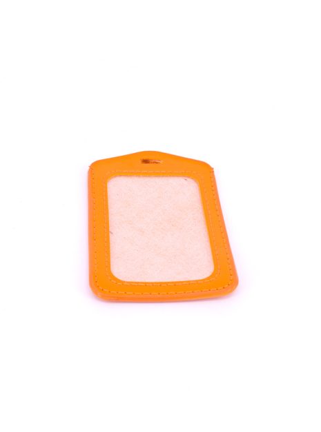 Single Pocket Vertical ID Card Holder PU Leather-ORANGE