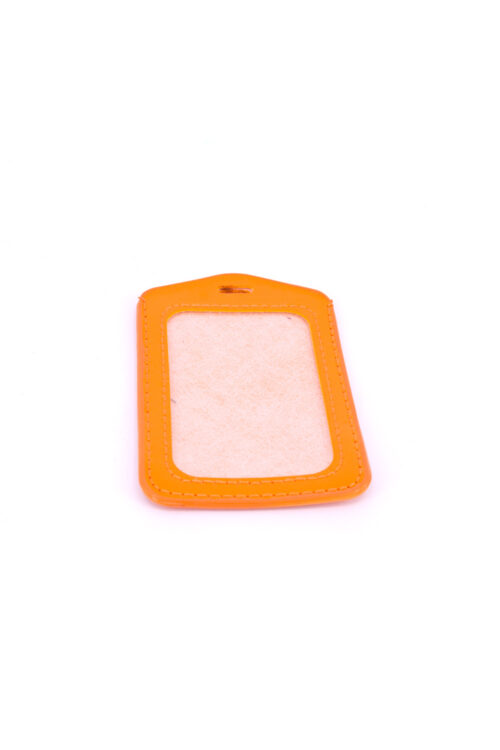 Single Pocket Vertical ID Card Holder PU Leather-ORANGE