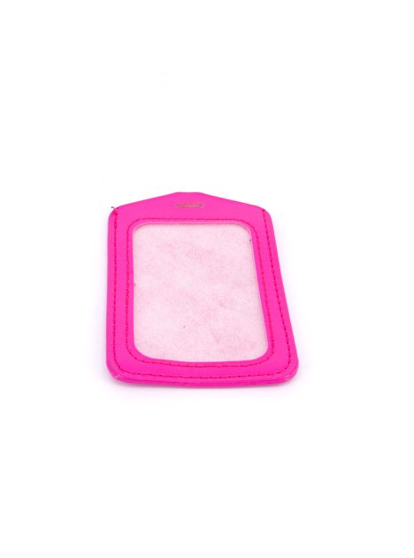 Single Pocket Vertical ID Card Holder PU Leather-HOT PINK