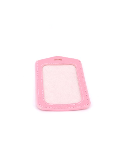 Single Pocket Vertical ID Card Holder PU Leather- LIGHT PINK