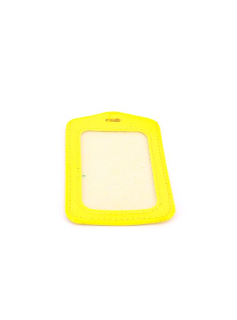 Single Pocket Vertical ID Card Holder PU Leather-YELLOW