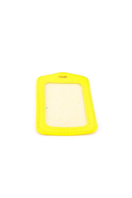 Single Pocket Vertical ID Card Holder PU Leather-YELLOW