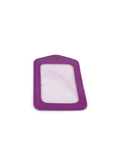 Single Pocket Vertical ID Card Holder PU Leather-PURPLE