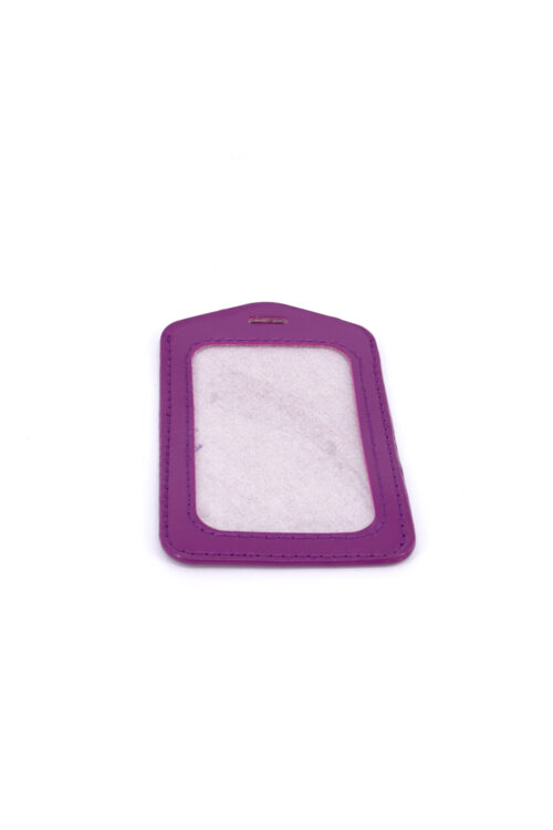 Single Pocket Vertical ID Card Holder PU Leather-PURPLE