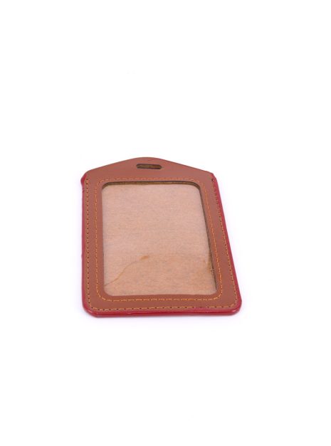 Single Pocket Vertical ID Card Holder PU Leather-BROWN