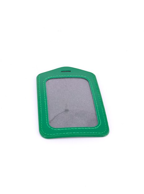 Single Pocket Vertical ID Card Holder PU Leather-DARK GREEN