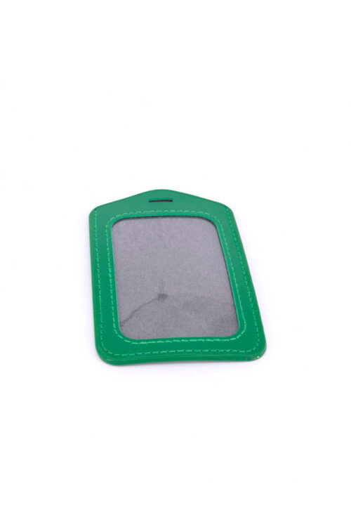 Single Pocket Vertical ID Card Holder PU Leather-DARK GREEN