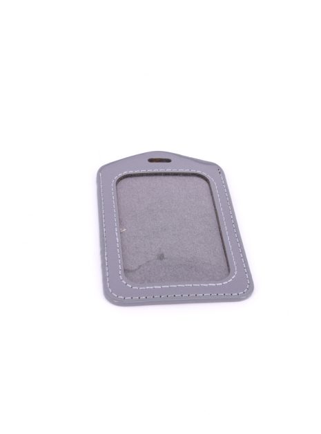 Single Pocket Vertical ID Card Holder PU Leather-GREY