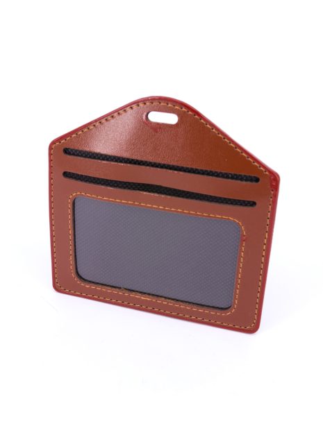 Multiple Card Holder With Zip Horizontal  - BROWN