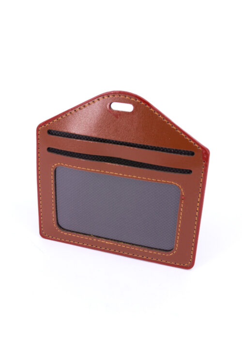Multiple Card Holder With Zip Horizontal  - BROWN