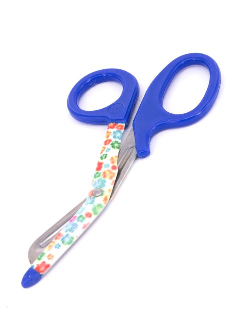 CLEARANCE STOCK Bandage Scissor Printed Flowers - Blue handle