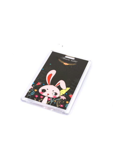 Hard Case Plastic ID Card Holder - Flower Rabbit