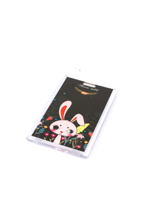 Hard Case Plastic ID Card Holder - Flower Rabbit