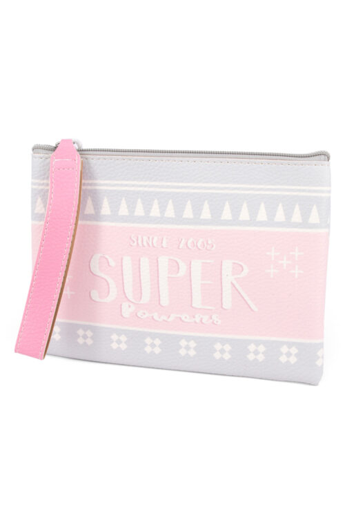 Pouch Bag - Super Powers - pink grey