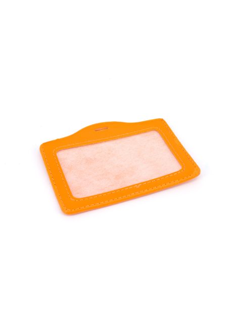 Single Pocket Horizontal ID Card Holder PU Leather-ORANGE