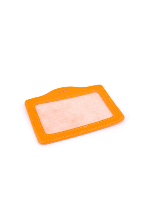 Single Pocket Horizontal ID Card Holder PU Leather-ORANGE