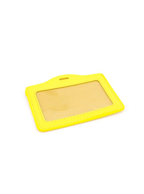 Single Pocket Horizontal ID Card Holder PU Leather-YELLOW
