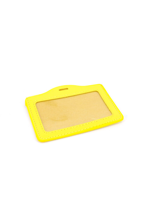 Single Pocket Horizontal ID Card Holder PU Leather-YELLOW