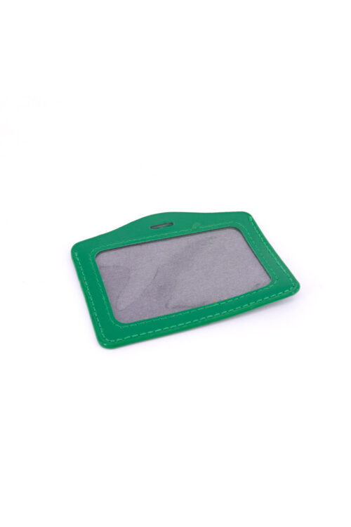 Single Pocket Horizontal ID Card Holder PU Leather-GREEN