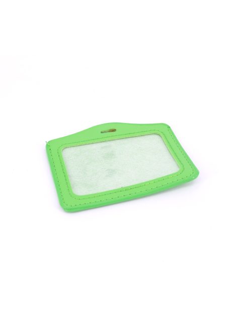 Single Pocket Horizontal ID Card Holder PU Leather-LIGHT GREEN