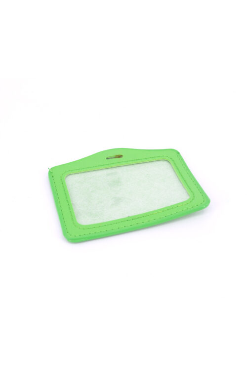 Single Pocket Horizontal ID Card Holder PU Leather-LIGHT GREEN